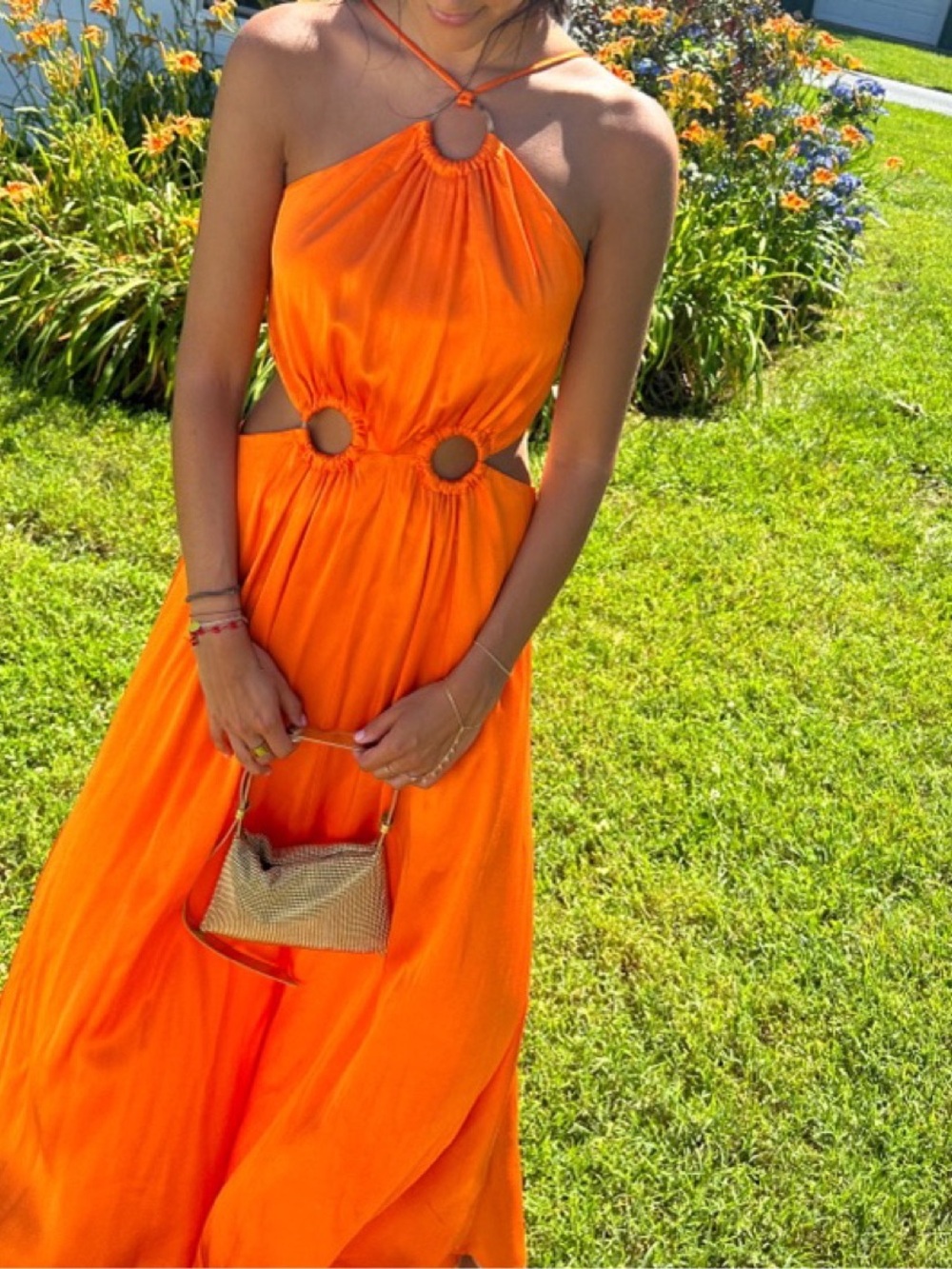 ELLIATT Visitant Maxi Dress in Papaya Bright Orange Sundress Sun Gown small - Picture 10 of 10